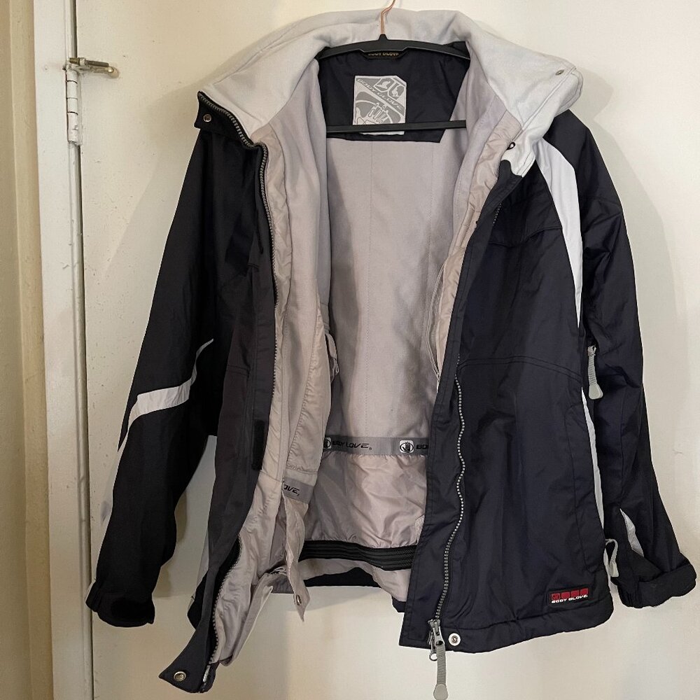 Body Glove Navy/Gray Reflective Ski Jacket Utility Design, Waterproof Unisex